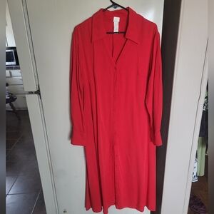 H&M red long sleeve button up